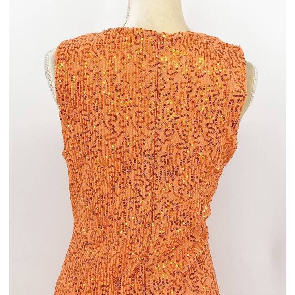 Stine Goya Womens Louiza Sequin Mini Dress Small Orange Drape Sleeveless NWOT - Picture 7 of 11